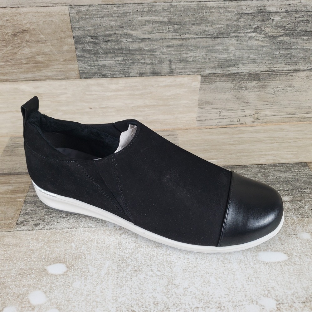 Walking Cradles Ozzie Womens Shoes Sz 7 W Running Black Leather Slip On Sneakers